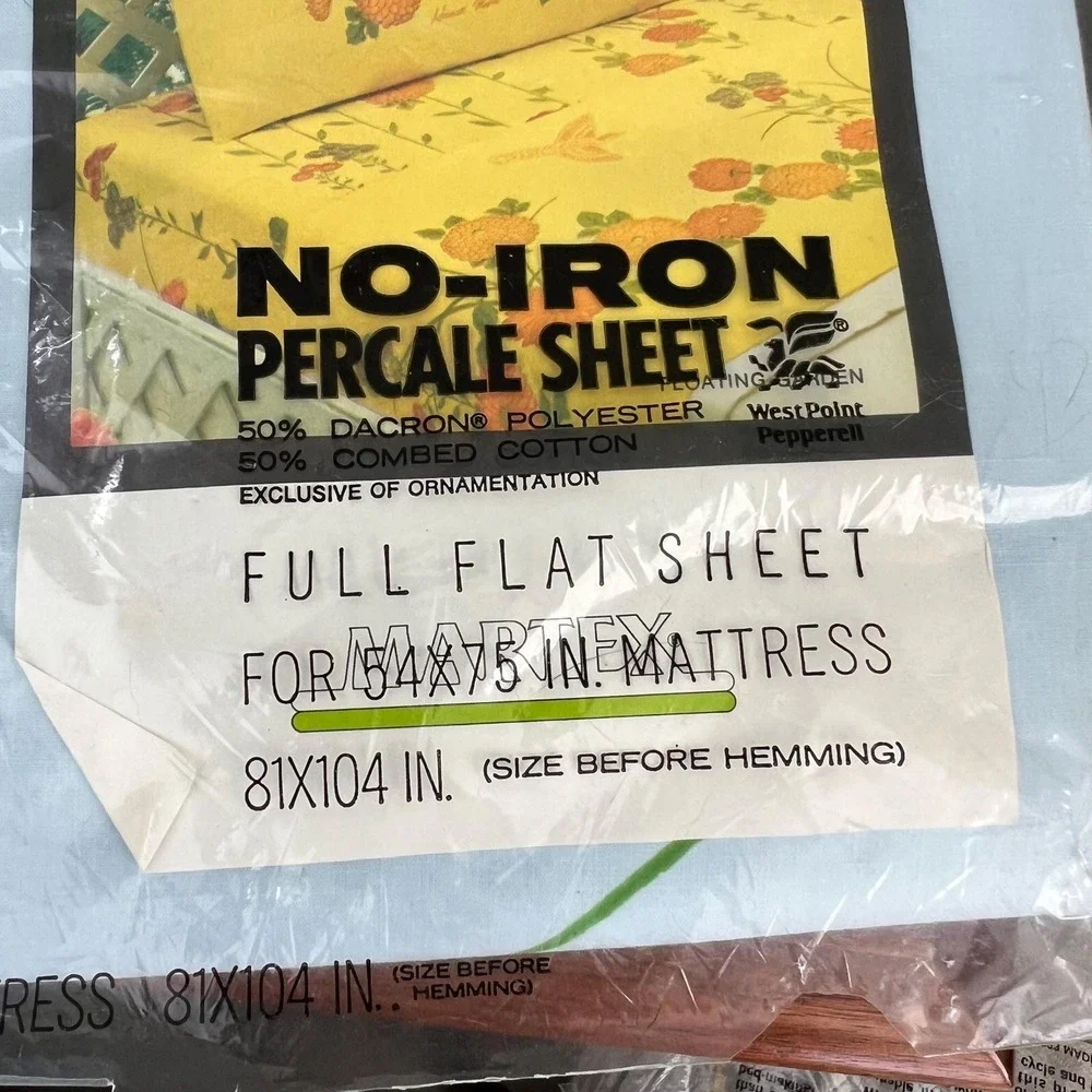 Vintage Hanae Mori Martex Floating Garden Full Sheet Set NOS Floral 1970s